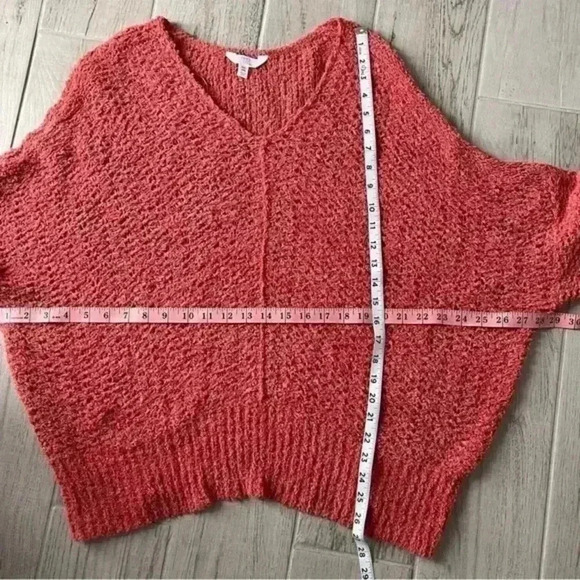 Time & Tru Sweater Women Red Terracotta Knit Pullover V Neck - Picture 4 of 8